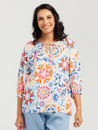 Mosaic Gathered Sleeve Top