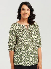 Geometric Gathered Sleeve Top