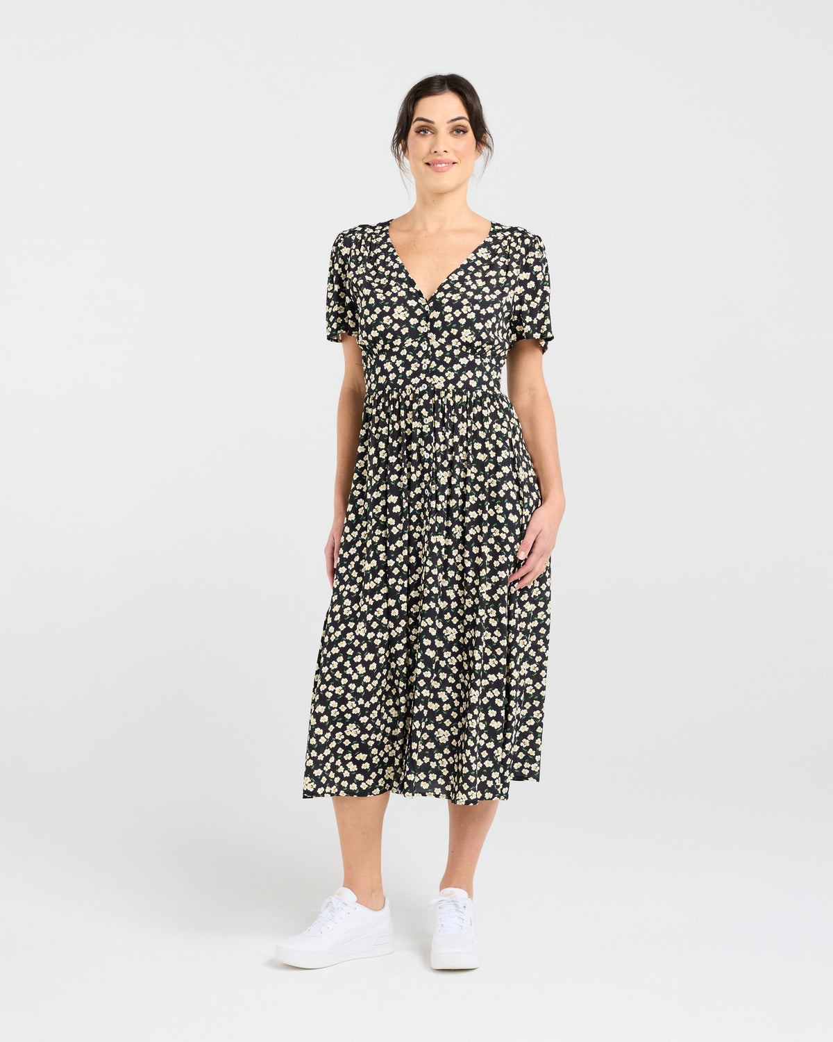 Gigi V-neck Button Front Dress