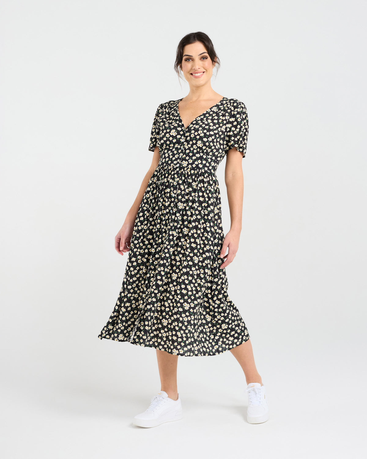 Gigi V-neck Button Front Dress