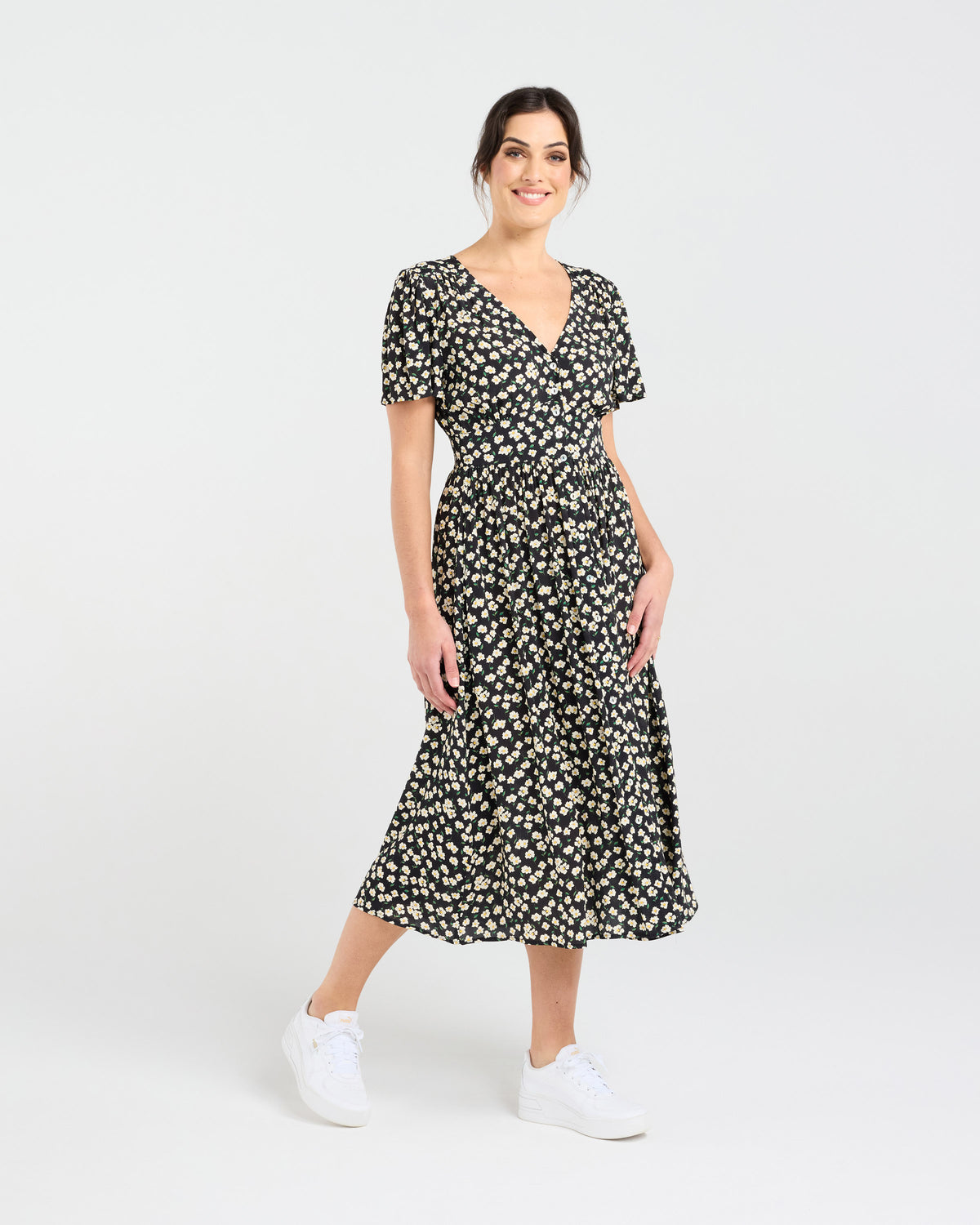 Gigi V-neck Button Front Dress
