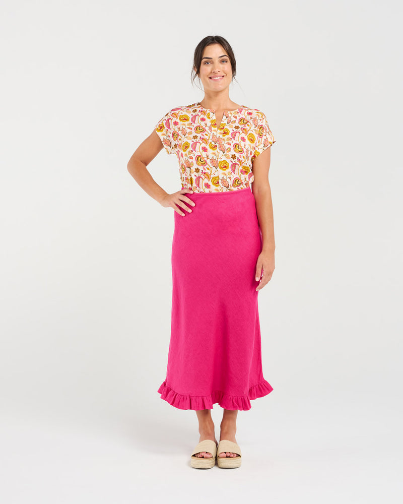 Carine Frill Hem Linen Skirt