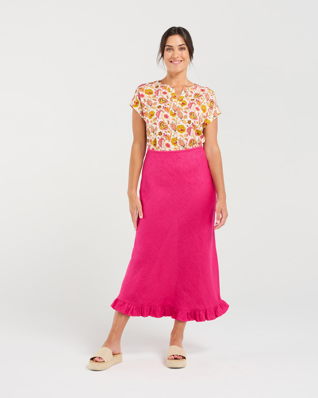 Carine Frill Hem Linen Skirt