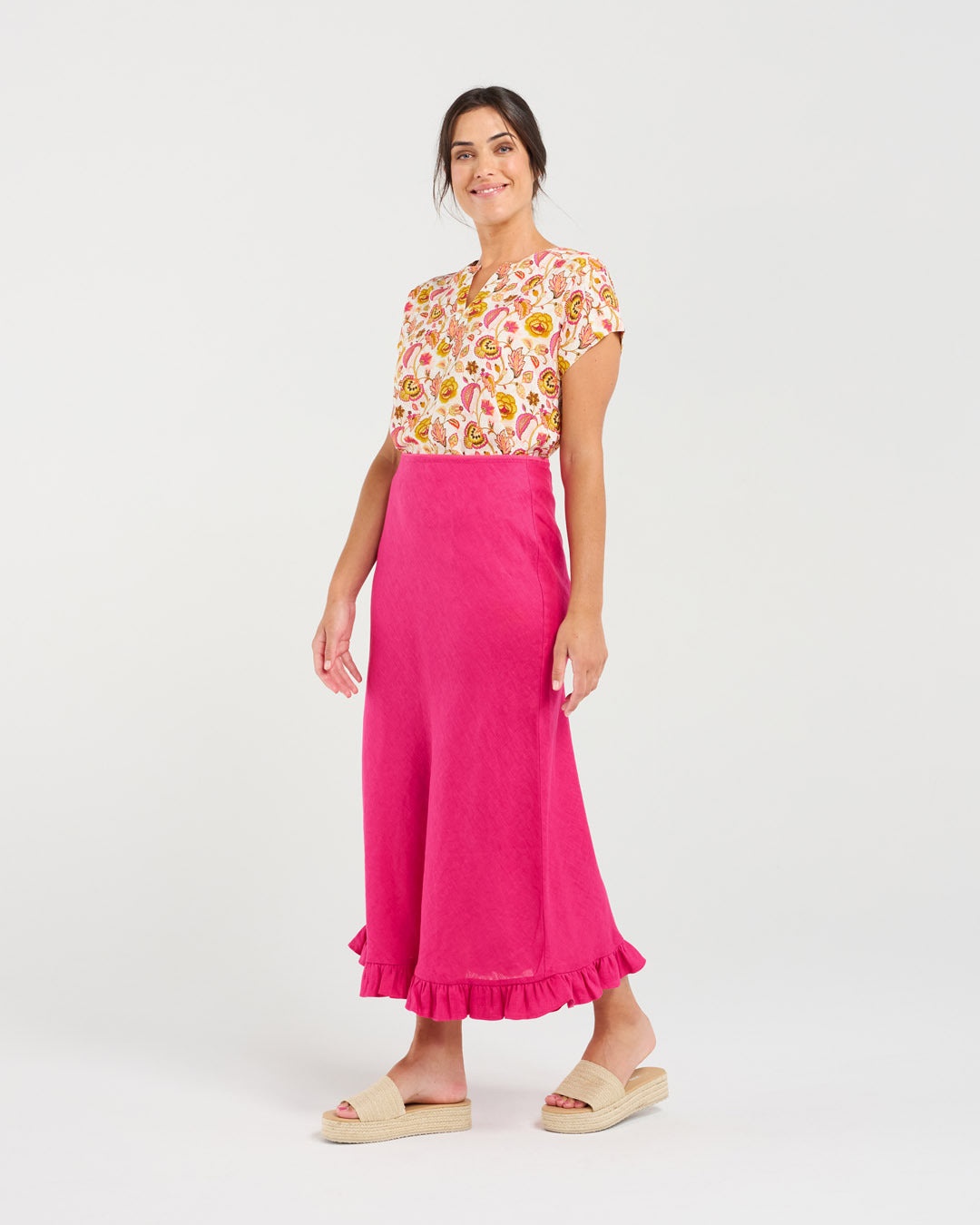 Carine Frill Hem Linen Skirt