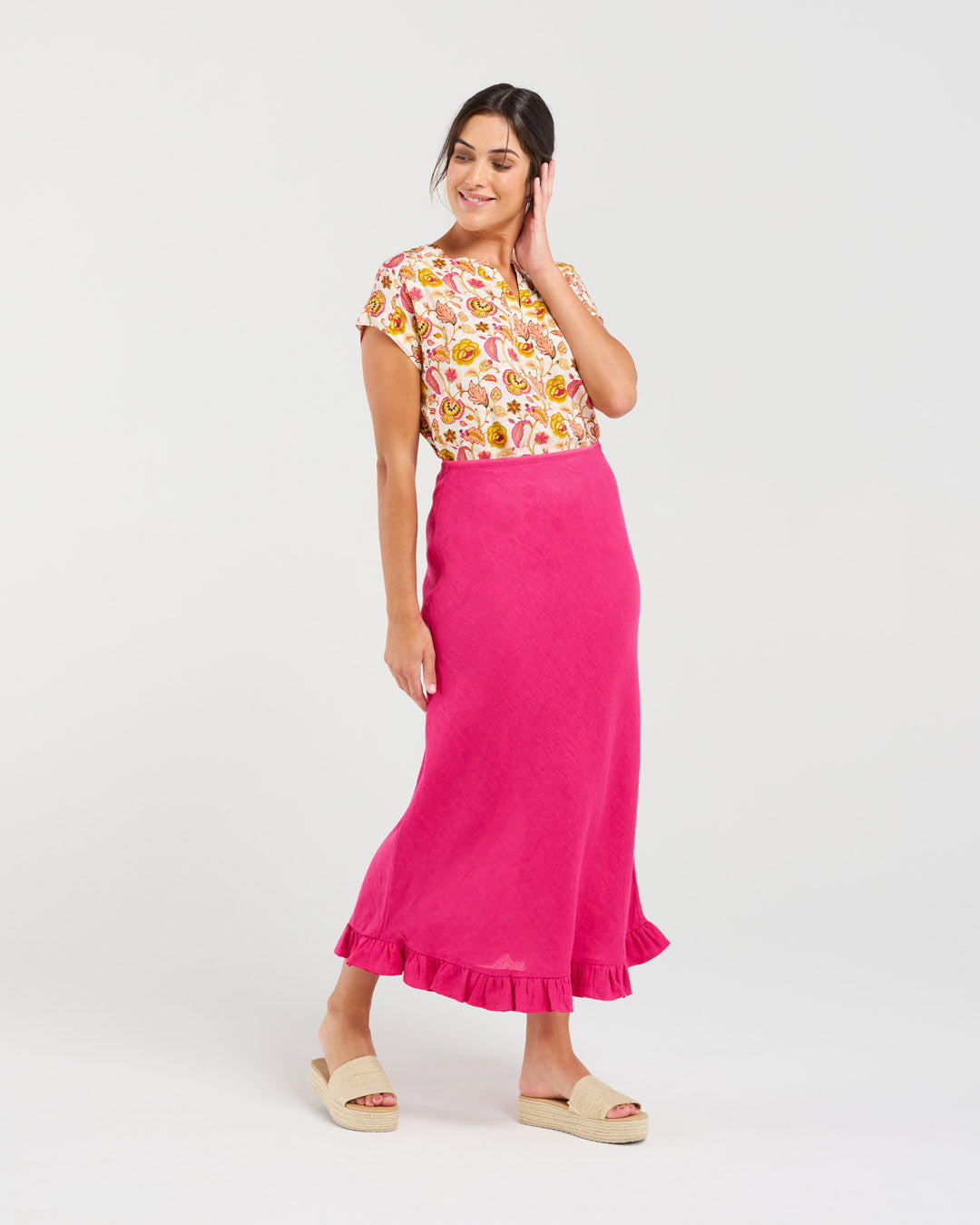 Carine Frill Hem Linen Skirt