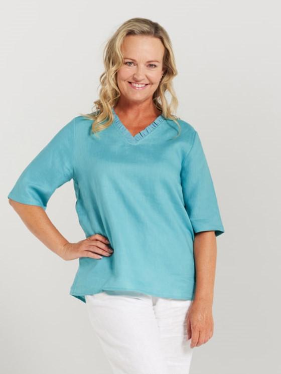 Ruffle V Neck Top