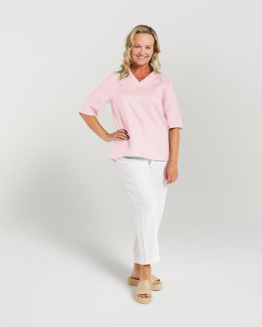 Ruffle V Neck Top