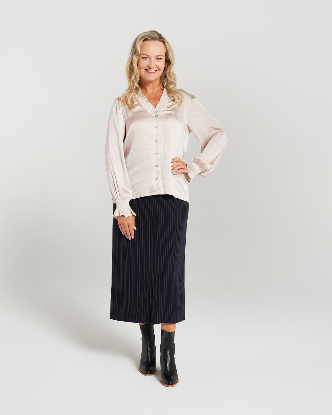 Shirred Collar Shirt