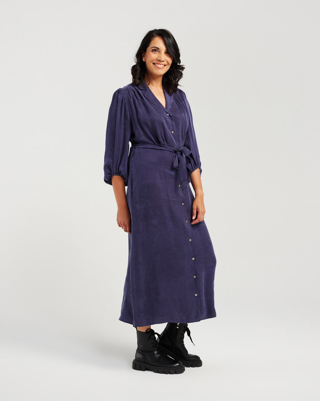 Dress with Tie          7/8 Sleeve