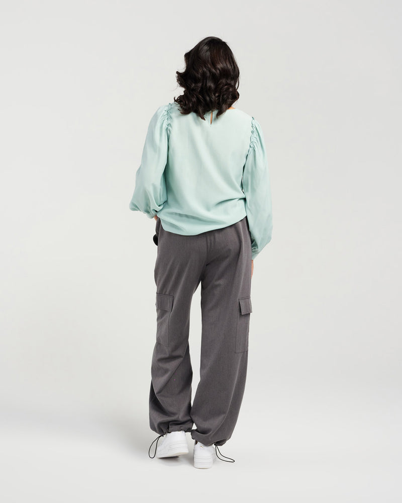 Gathered Exposed Sleeve Shirt