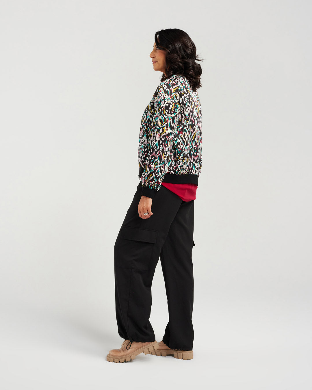 Satin Print Bomber - Lined