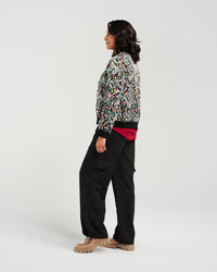 Satin Print Bomber - Lined