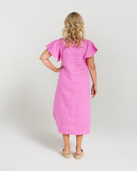 Flutter Sleeve Drawstring Dress