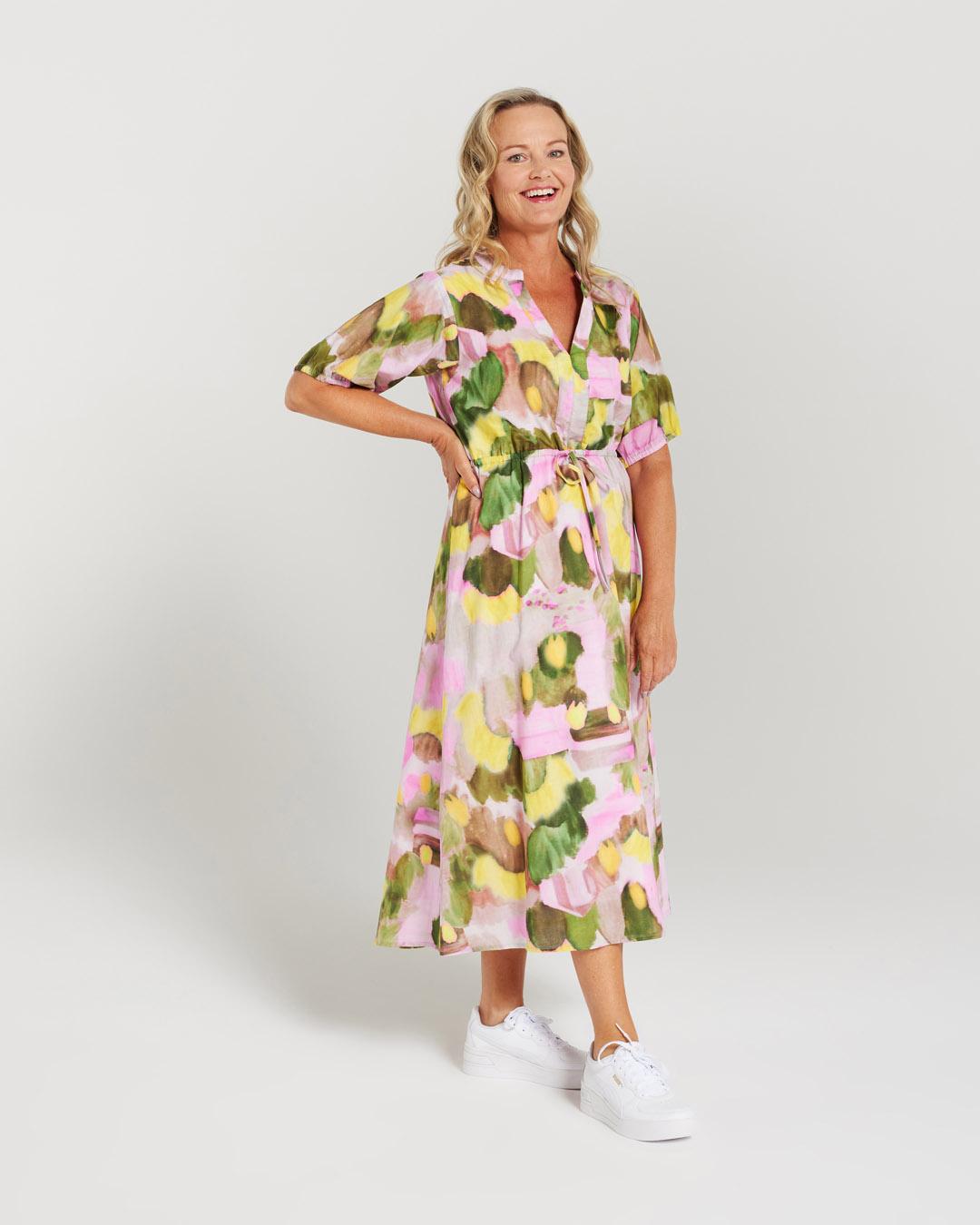Watercolour Floral Tie Waist Dress