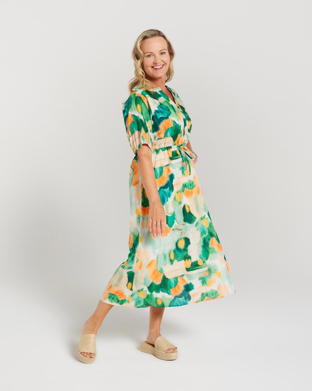 Watercolour Floral Tie Waist Dress