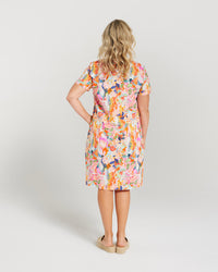 Summer Rose Print Dress Short Sleeve