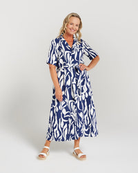 Mono Lily Print Button Front Dress