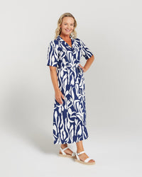 Mono Lily Print Button Front Dress