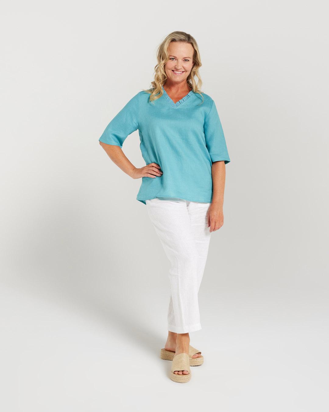 Ruffle V Neck Top