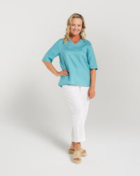 Ruffle V Neck Top