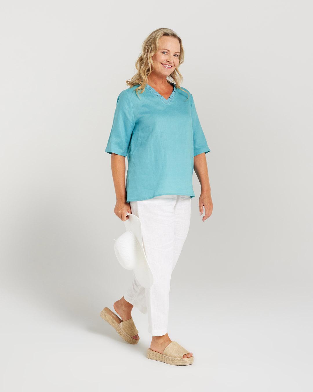 Ruffle V Neck Top
