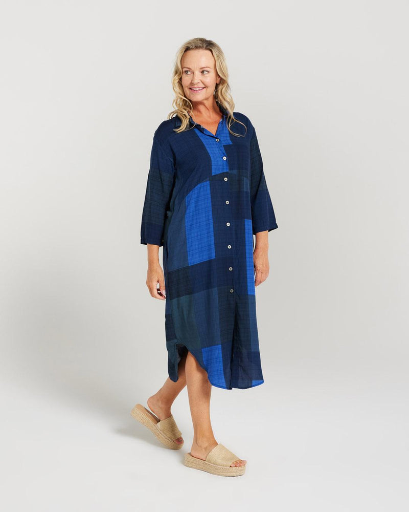 Blue Check Shirt Dress