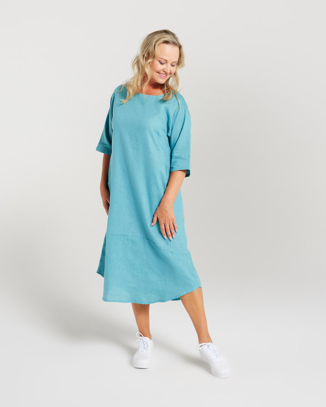 Plain Linen Tulip Hem Dress
