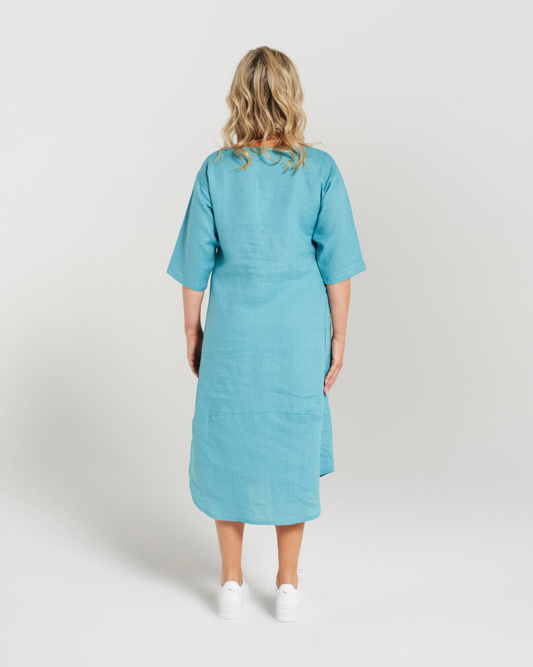 Plain Linen Tulip Hem Dress