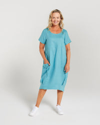 Plain Linen Bubble Hem Dress