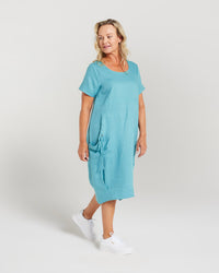 Plain Linen Bubble Hem Dress
