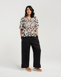 Pintuck Front Print Shirt