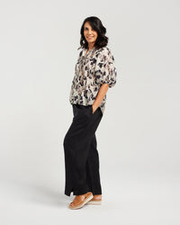 Pintuck Front Print Shirt
