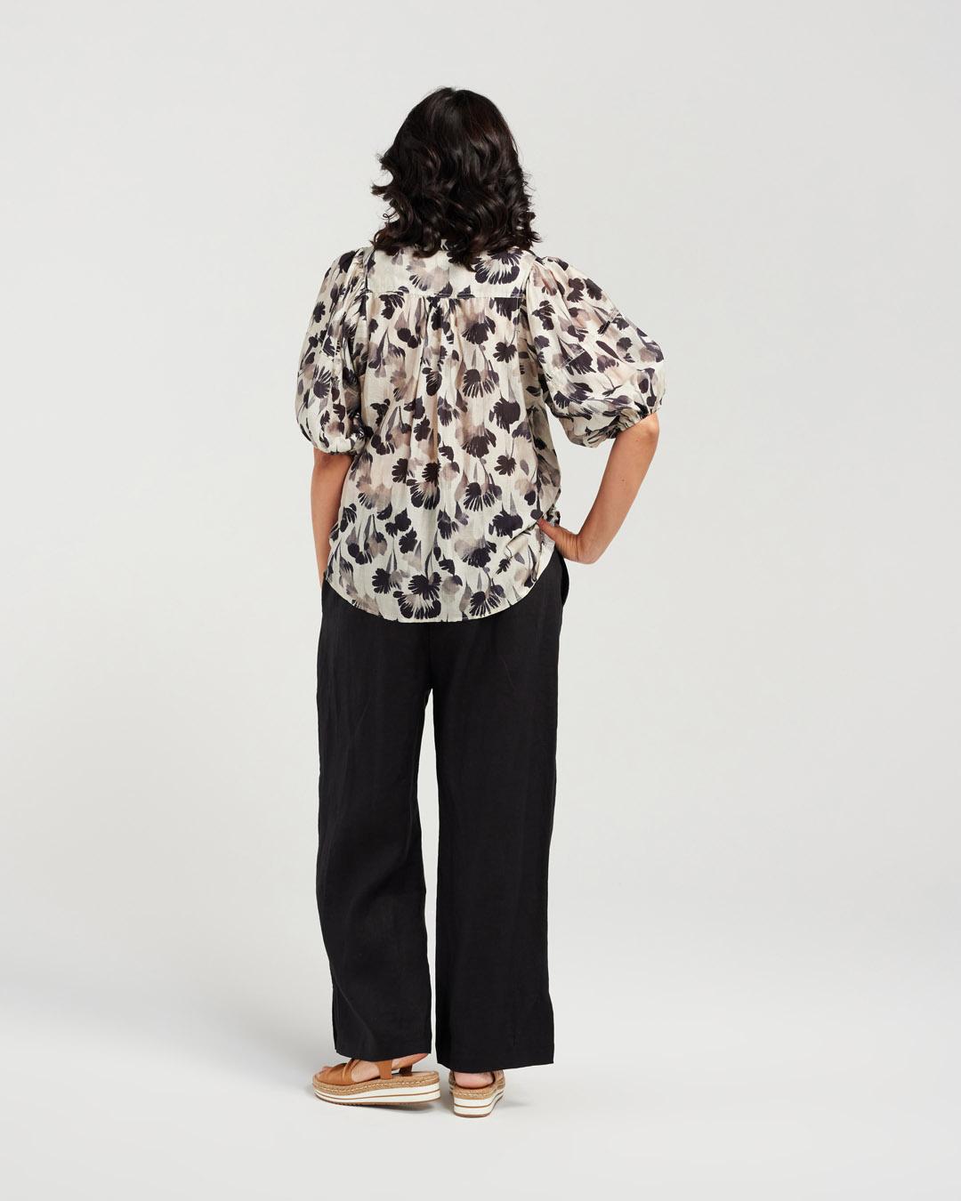 Pintuck Front Print Shirt
