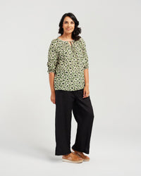 Geometric Gathered Sleeve Top
