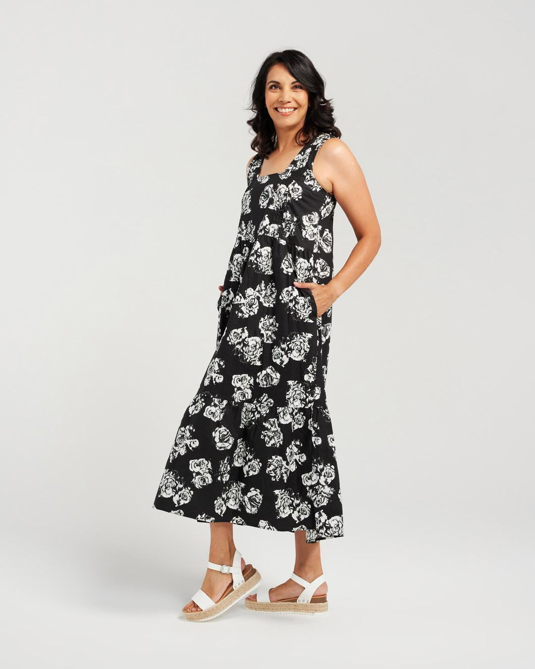 Rose Square Neck Sun Dress