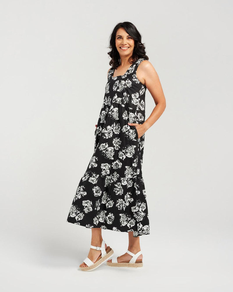 Rose Square Neck Sun Dress