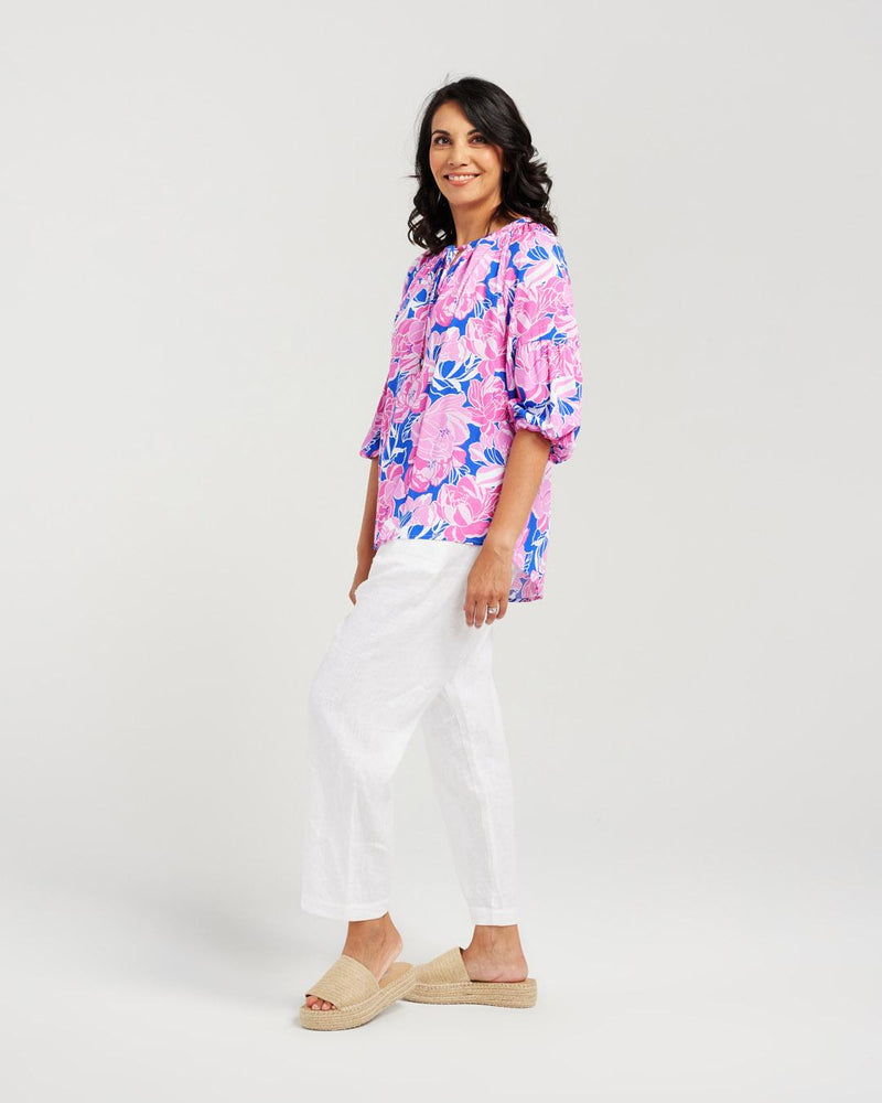 Rose Gathered Sleeve Top
