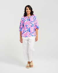 Rose Gathered Sleeve Top