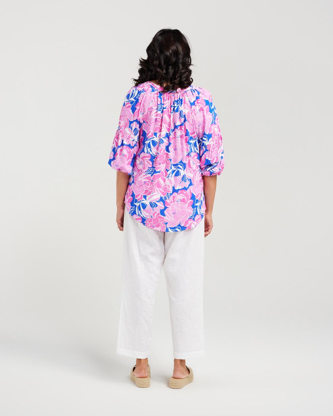 Rose Gathered Sleeve Top