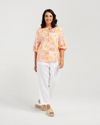 Rose Gathered Sleeve Top