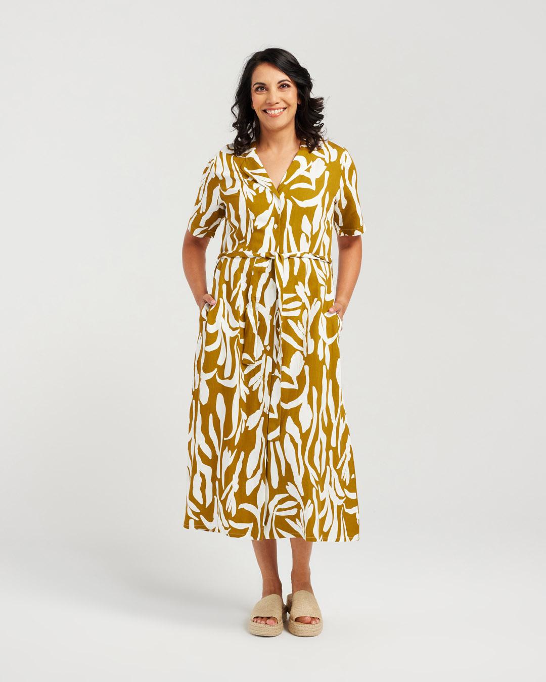 Mono Lily Print Button Front Dress