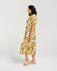 Mono Lily Print Button Front Dress