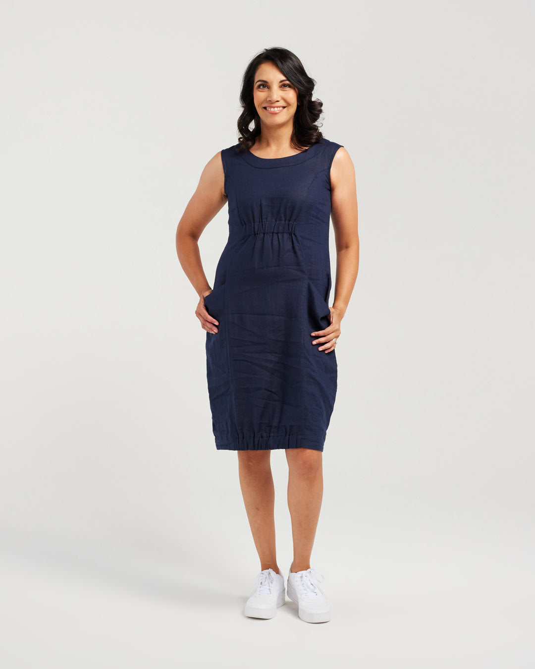 Two Pocket Elastic High Waist Dress