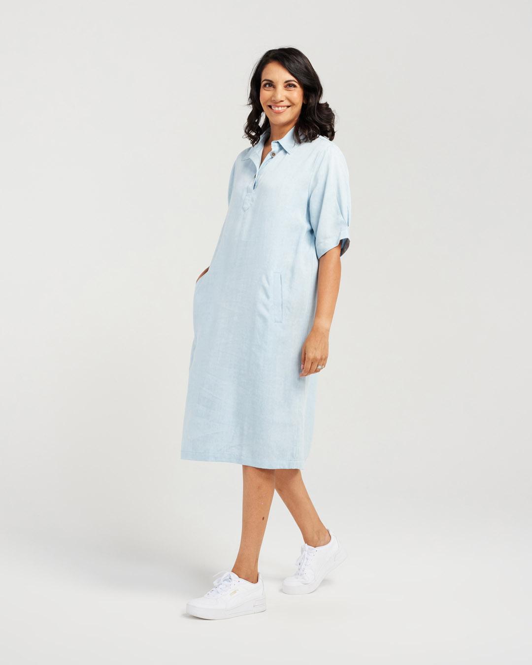 Bamboo Tencel Collared Shirt Dress