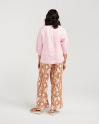 Plain Linen Half Sleeve Top