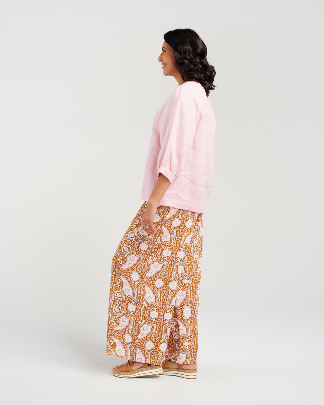 Plain Linen Half Sleeve Top