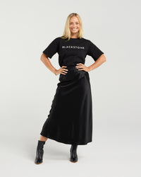 Elliana Satin Bias Midi Skirt