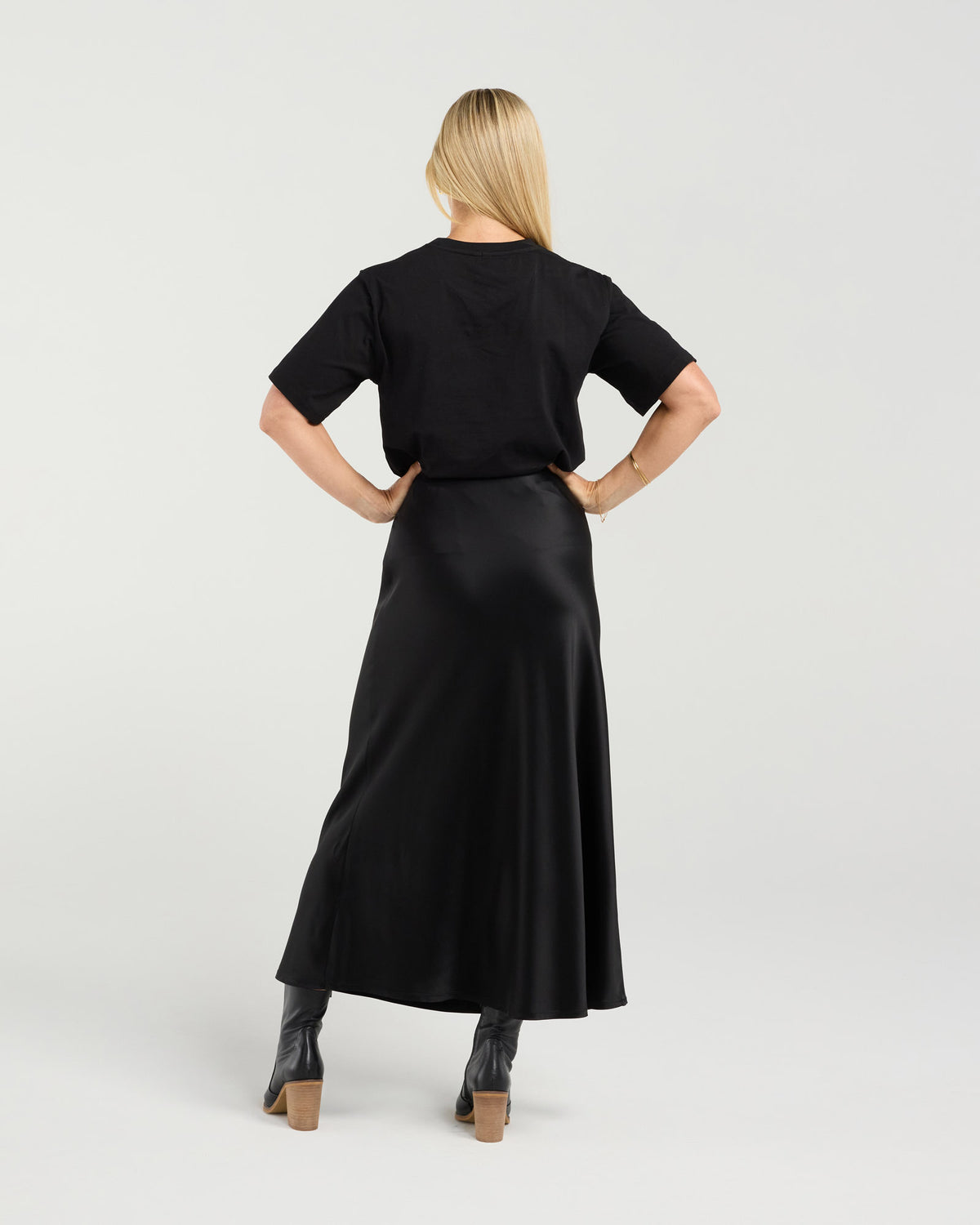 Elliana Satin Bias Midi Skirt