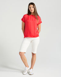 Simona Spliced Satin Top