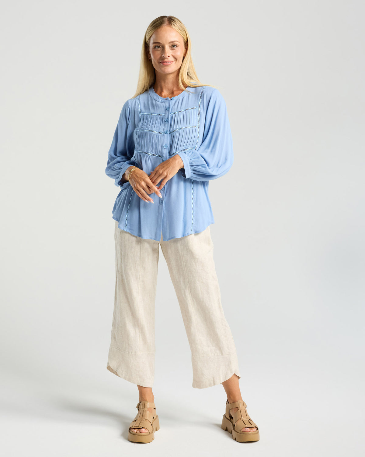 Paola Ladder Trim Blouse